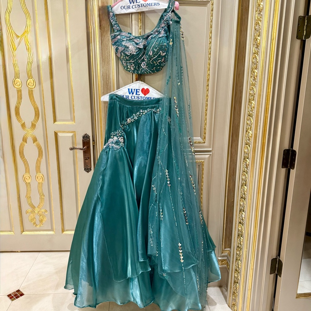 Mirror mermaid Lehenga with cape